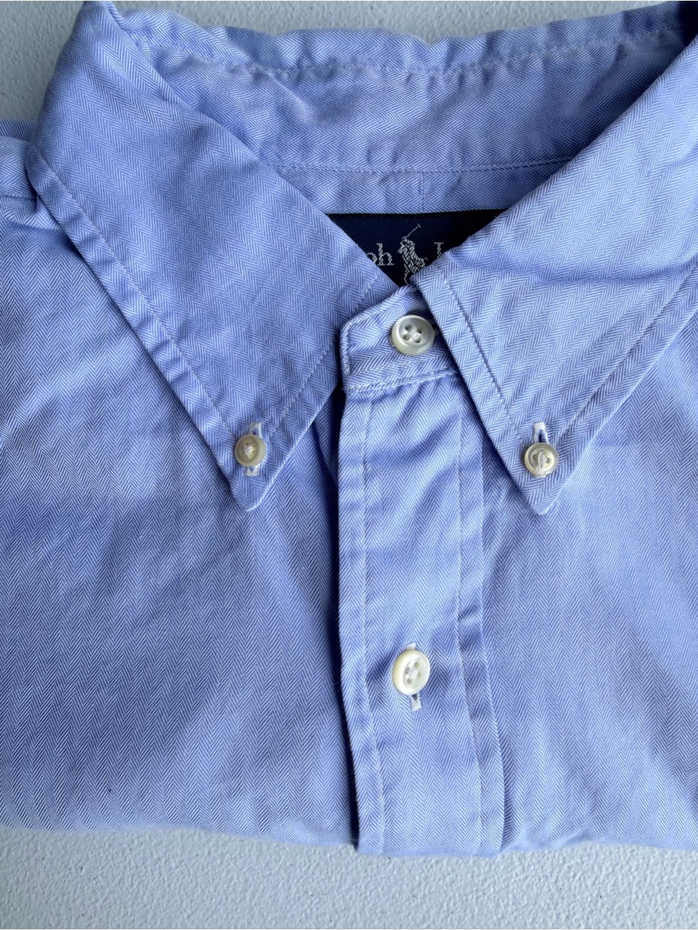 Ralph Lauren Light Blue Button-Down Herringbone Shirt